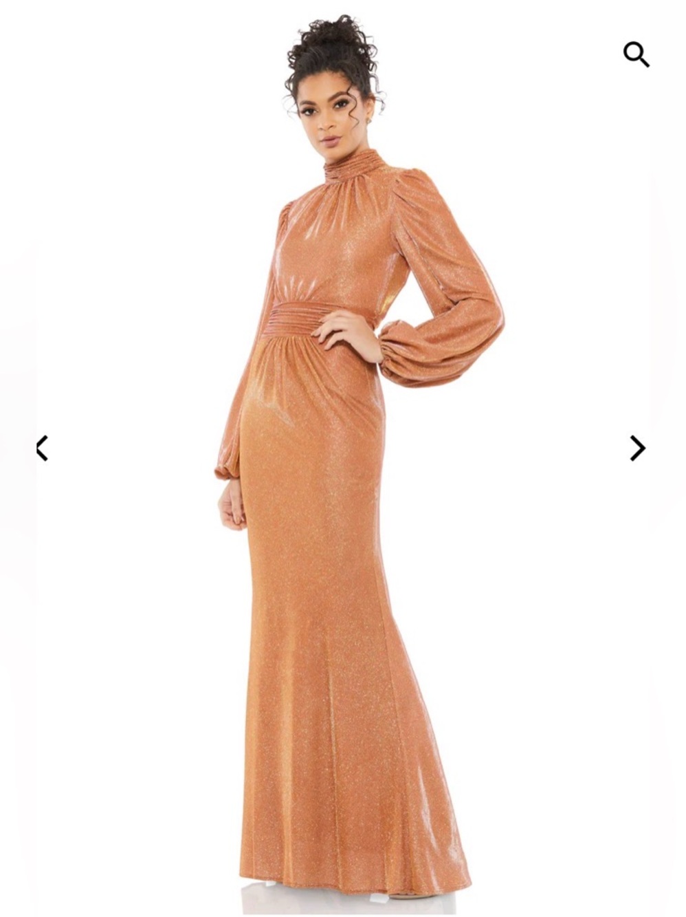 Mac Duggal Metallic
Rust Gown Puff Sleeve
Trumpet Dress Size 12
NWT